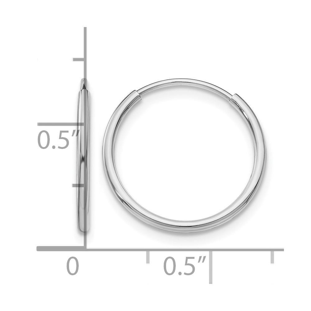 14k White Gold Polished Endless Tube Hoop Earrings (TF791)