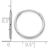 14K White Gold 1.2x 16mm Polished Endless Tube Hoop Earrings view 4