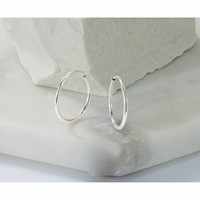 14K White Gold 1.2x 16mm Polished Endless Tube Hoop Earrings view 5