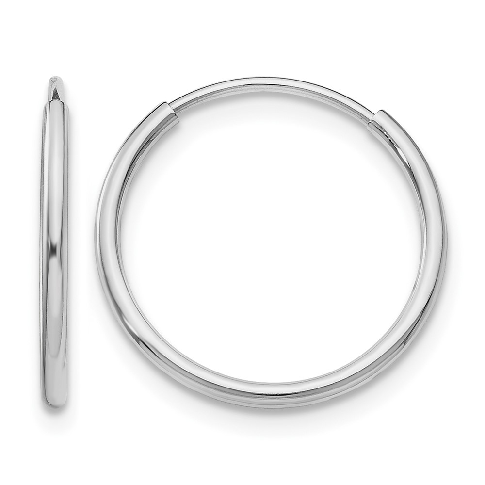 14k White Gold Polished Endless Tube Hoop Earrings (TF791)