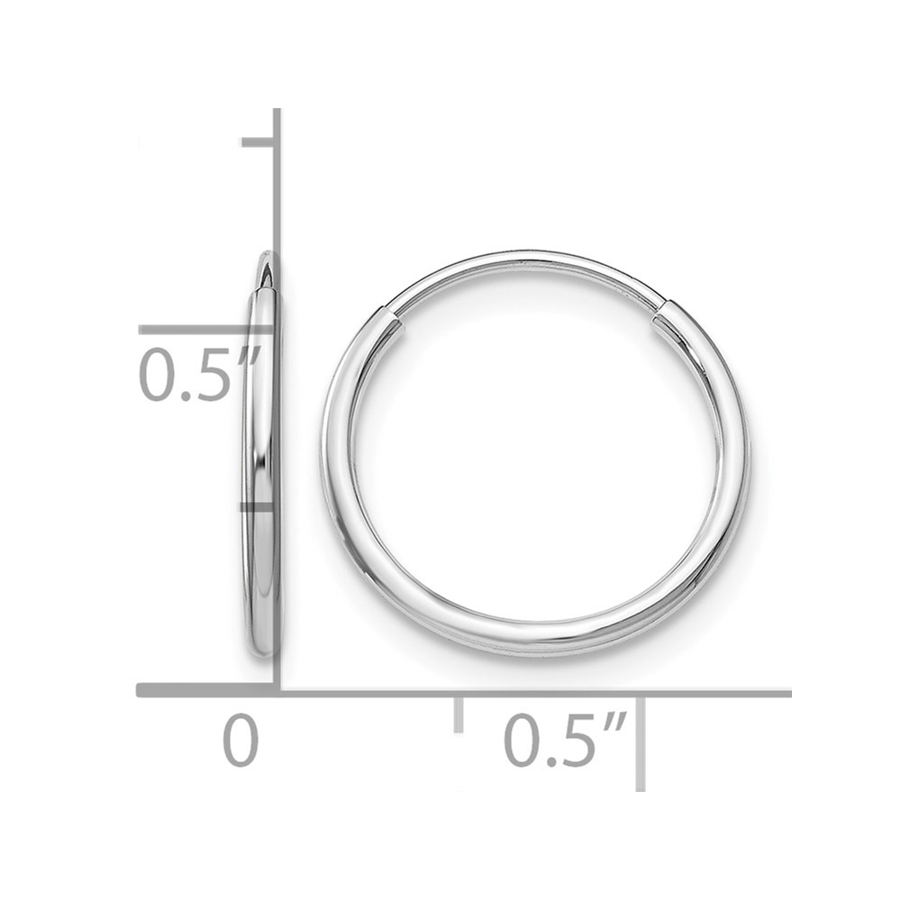 14k White Gold Polished Endless Tube Hoop Earrings (TF792)