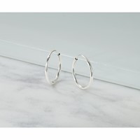 14K White Gold 1.2x 14mm Polished Endless Tube Hoop Earrings view 5