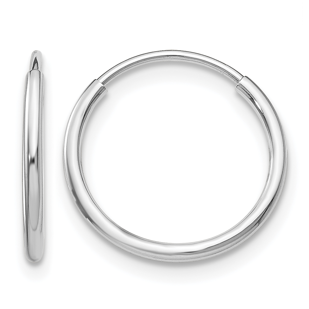 14k White Gold Polished Endless Tube Hoop Earrings (TF792)