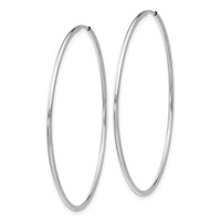 14K White Gold 1.2x 46mm Polished Endless Tube Hoop Earrings view 2