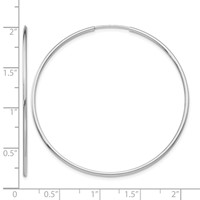 14K White Gold 1.2x 46mm Polished Endless Tube Hoop Earrings view 4