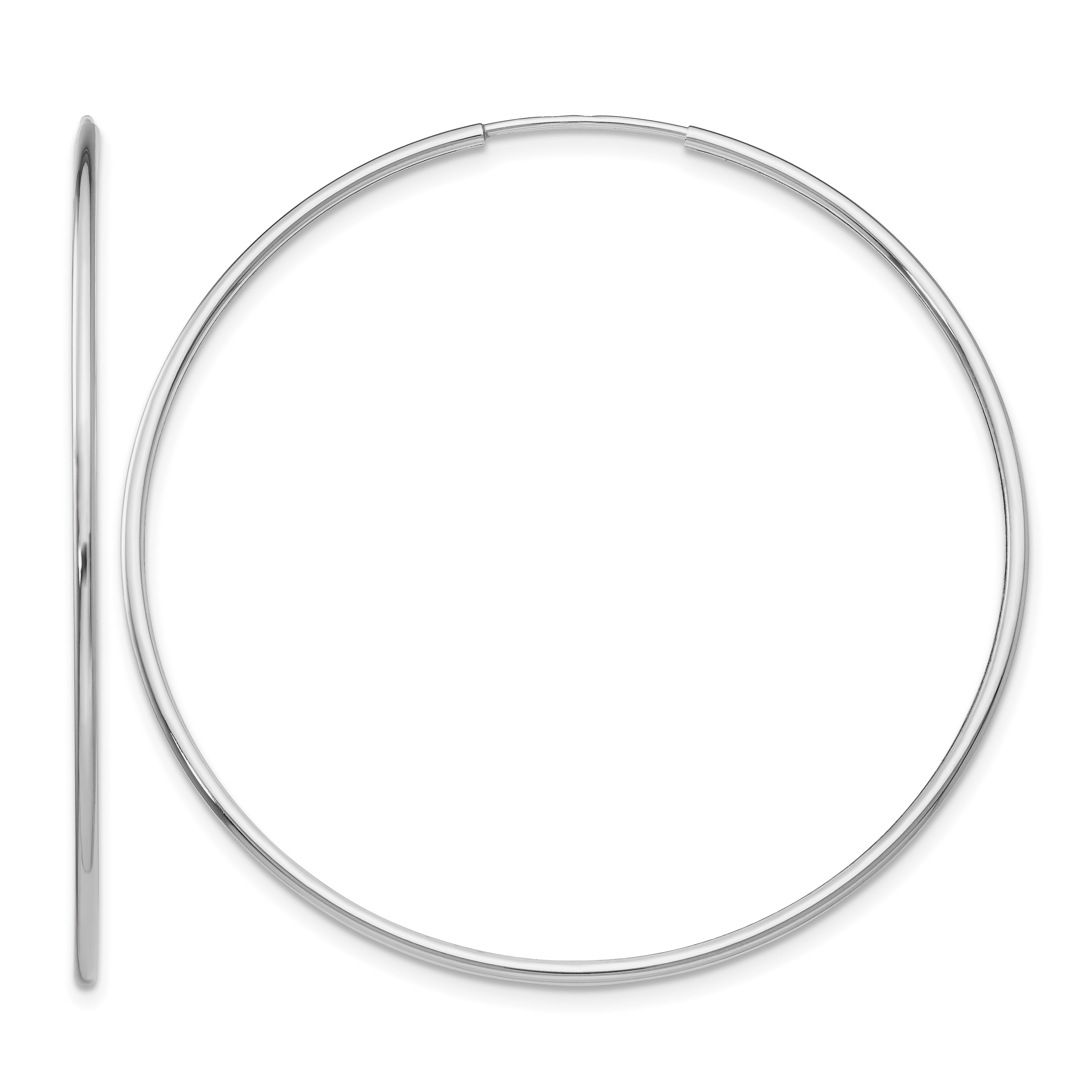 14k White Gold Polished Endless Tube Hoop Earrings (TF793)