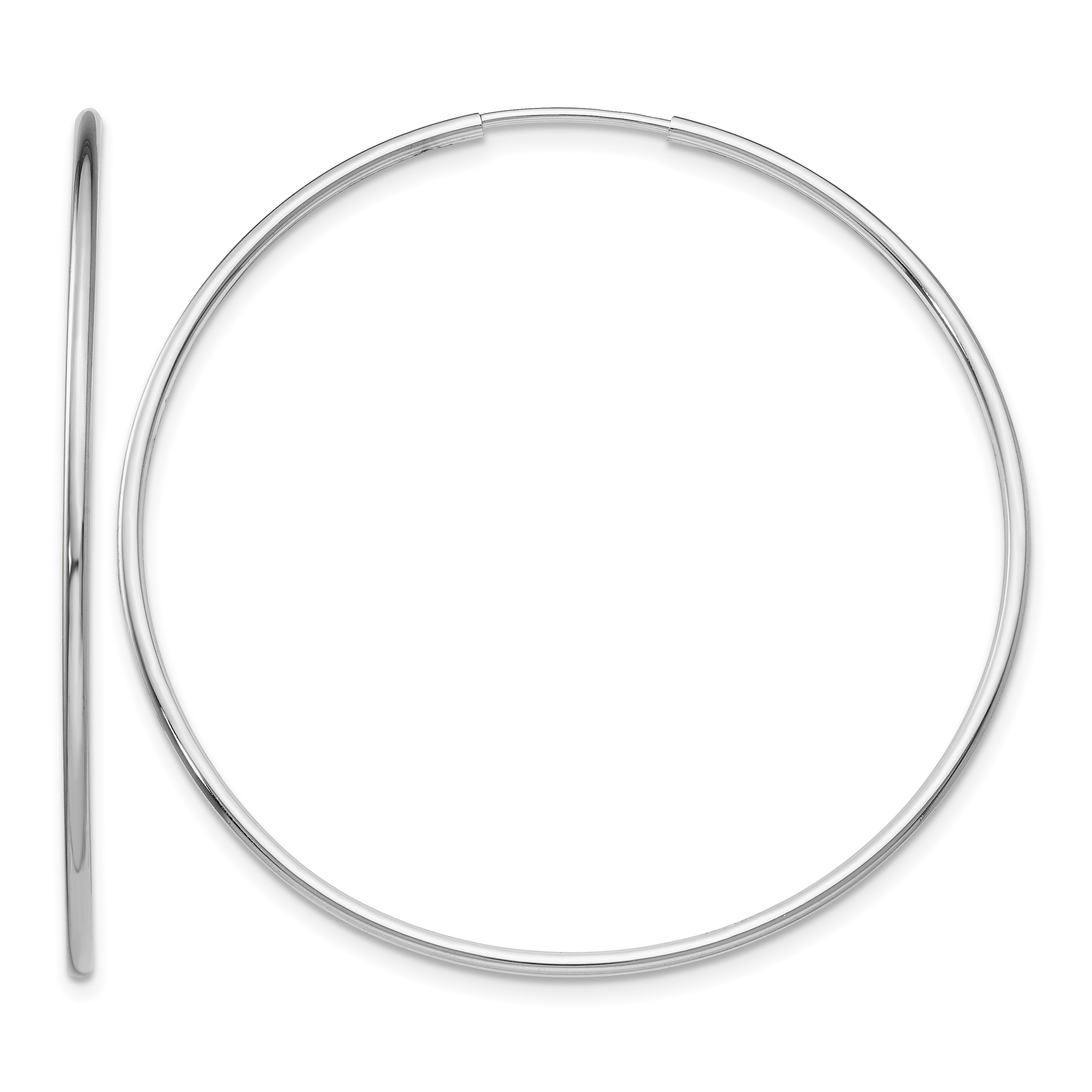 14k White Gold Polished Endless Tube Hoop Earrings (TF794)