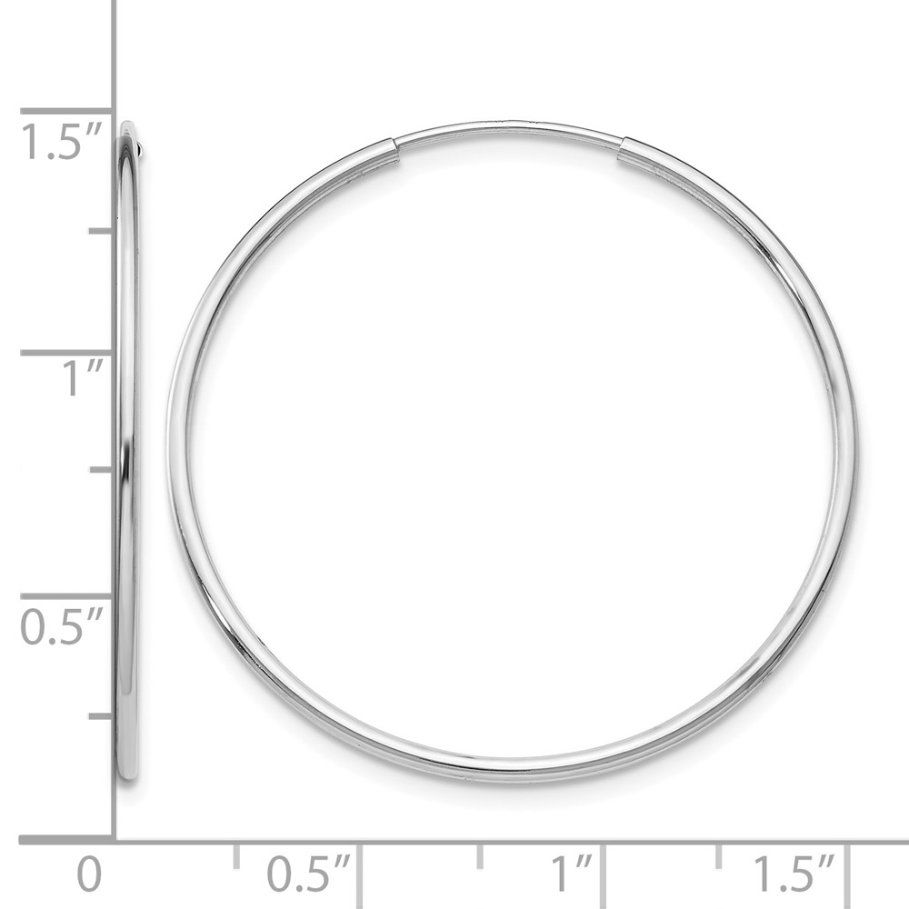 14k White Gold Polished Endless Tube Hoop Earrings (TF795)