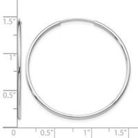 14K White Gold 1.2x 34mm Polished Endless Tube Hoop Earrings view 4