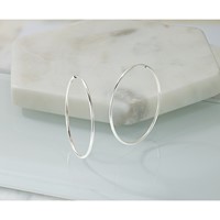 14K White Gold 1.2x 34mm Polished Endless Tube Hoop Earrings view 5