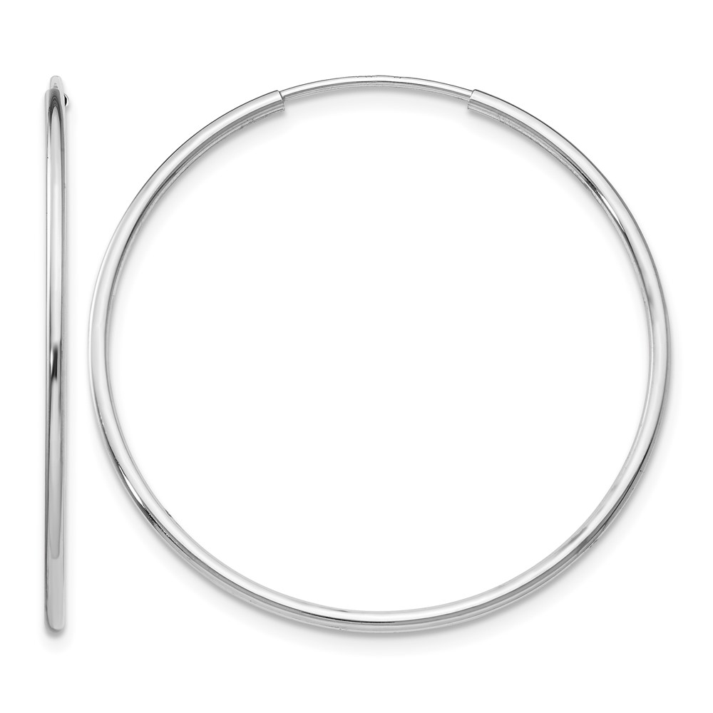 14k White Gold Polished Endless Tube Hoop Earrings (TF795)