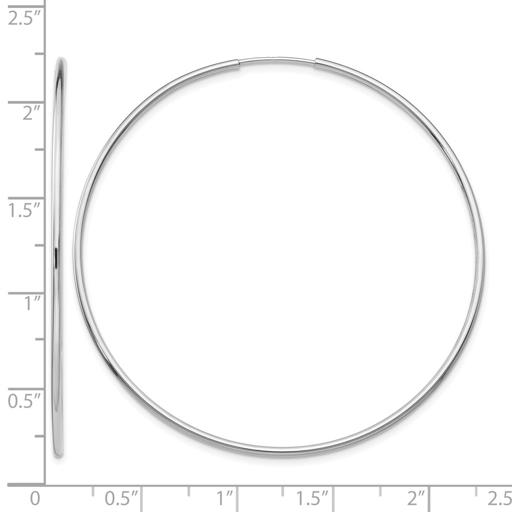 14k White Gold Polished Endless Tube Hoop Earrings (TF796)