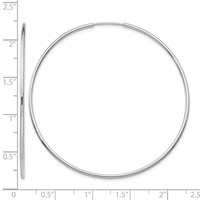 14K White Gold 1.2x 54mm Polished Endless Tube Hoop Earrings view 4