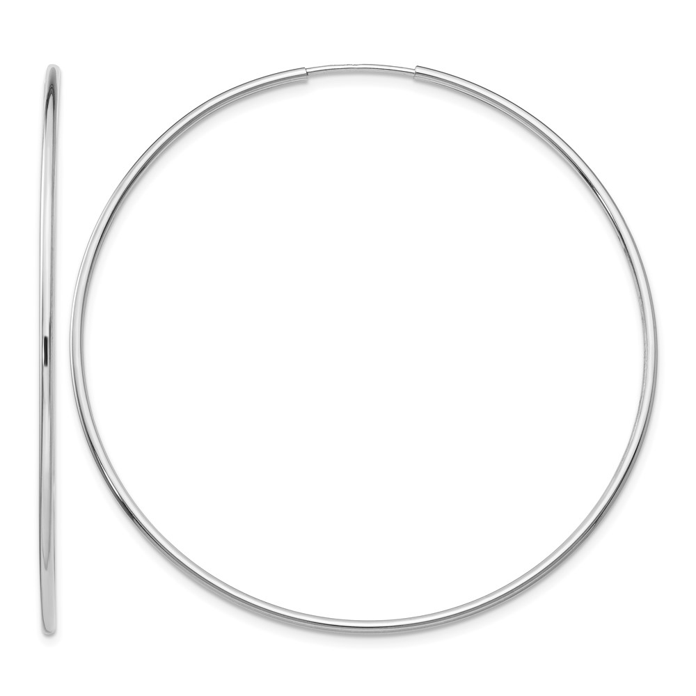 14k White Gold Polished Endless Tube Hoop Earrings (TF796)