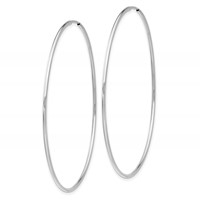 14K White Gold 1.2x 60mm Polished Endless Tube Hoop Earrings view 2