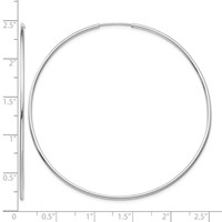14K White Gold 1.2x 60mm Polished Endless Tube Hoop Earrings view 4