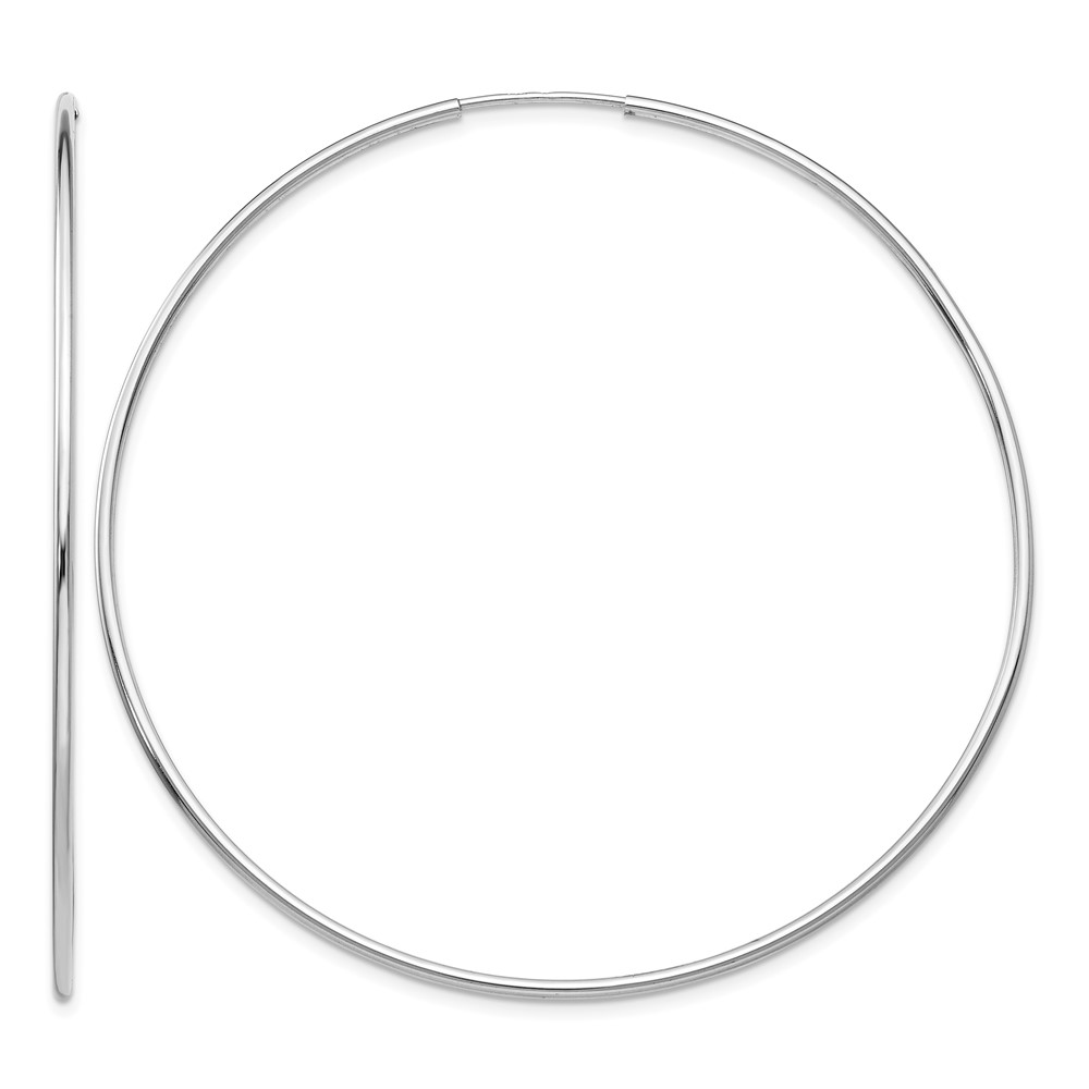 14K White Gold 1.2x 60mm Polished Endless Tube Hoop Earrings