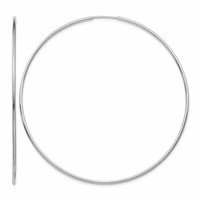 14K White Gold 1.2x 63mm Polished Endless Tube Hoop Earrings view 1