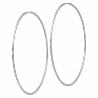 14K White Gold 1.2x 69mm Polished Endless Tube Hoop Earrings view 2