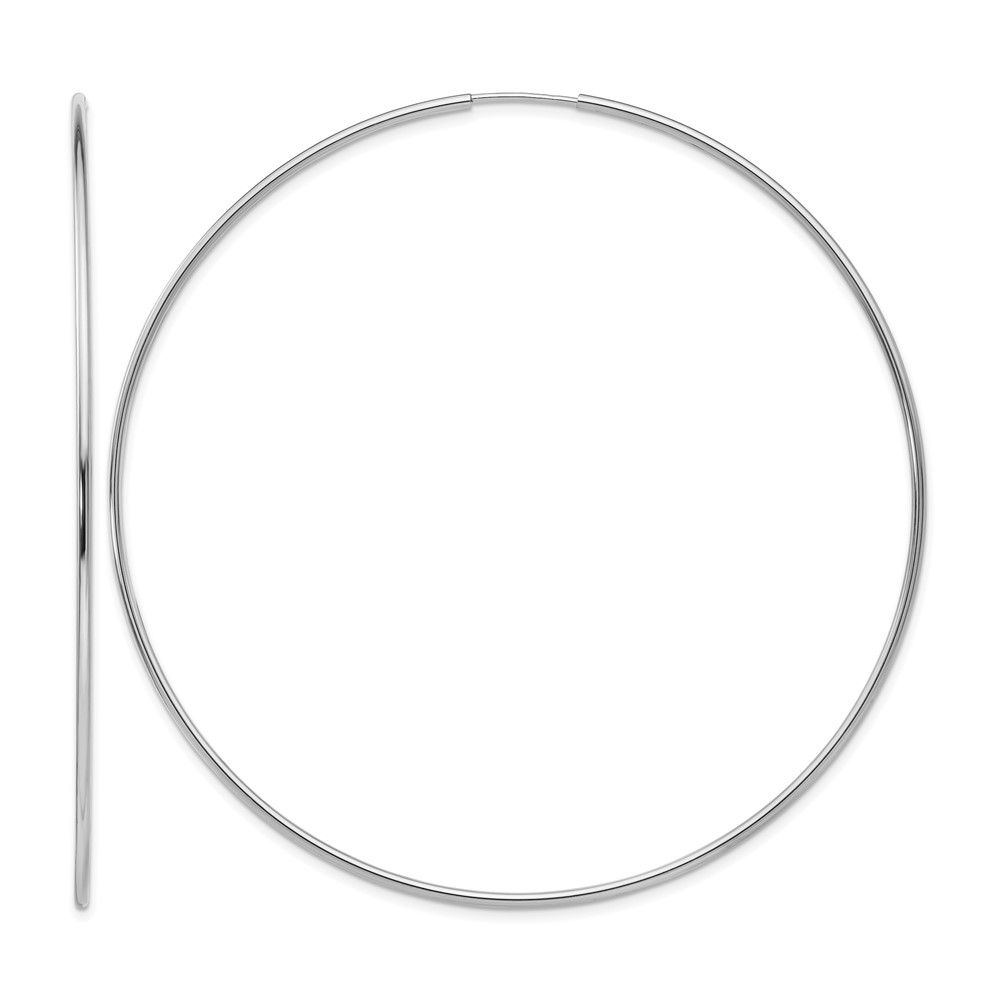 14K White Gold 1.2x 69mm Polished Endless Tube Hoop Earrings