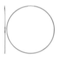14K White Gold 1.2x 69mm Polished Endless Tube Hoop Earrings view 1
