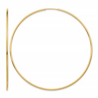14K Yellow Gold 1.2x63mm Polished Endless Tube Hoop Earrings view 1
