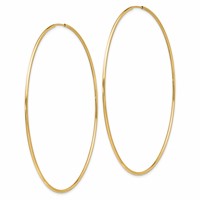 14K Yellow Gold 1.2x 69mm Polished Endless Tube Hoop Earrings view 2