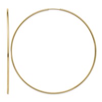 14K Yellow Gold 1.2x 69mm Polished Endless Tube Hoop Earrings view 1