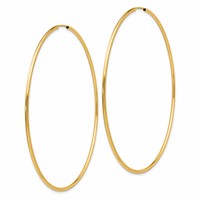 14K Yellow Gold 1.2x 74mm Polished Endless Tube Hoop Earrings view 2