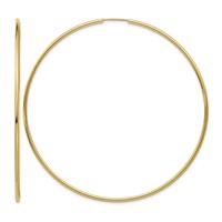 14K Yellow Gold 1.2x 74mm Polished Endless Tube Hoop Earrings view 1