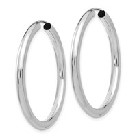 14K White Gold 3.00x 35mm Polished Endless Tube Hoop Earrings view 2
