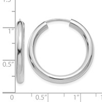 14K White Gold 3.00x 25mm Polished Endless Tube Hoop Earrings view 4