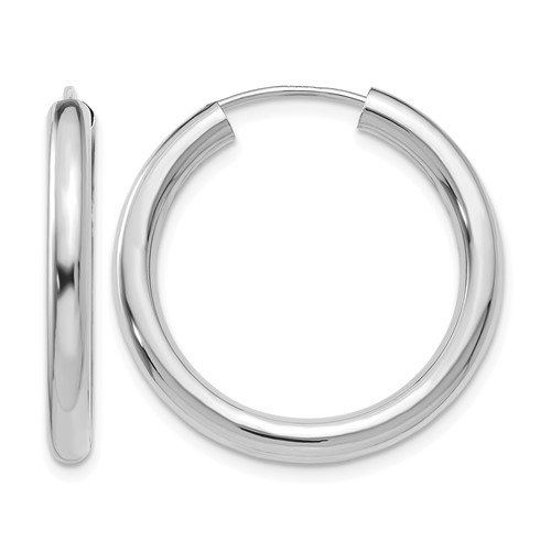 14K White Gold 3.00x 25mm Polished Endless Tube Hoop Earrings