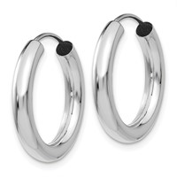 14K White Gold 3.00x 20mm Polished Endless Tube Hoop Earrings view 2