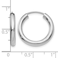 14K White Gold 3.00x 20mm Polished Endless Tube Hoop Earrings view 4