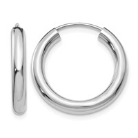 14K White Gold 3.00x 20mm Polished Endless Tube Hoop Earrings view 1