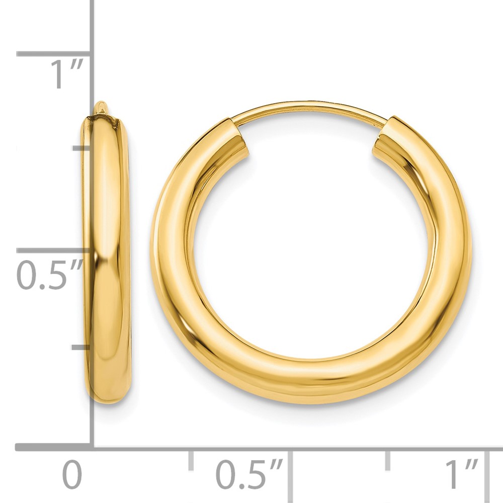 14k Polished Endless Tube Hoop Earrings (TF807)
