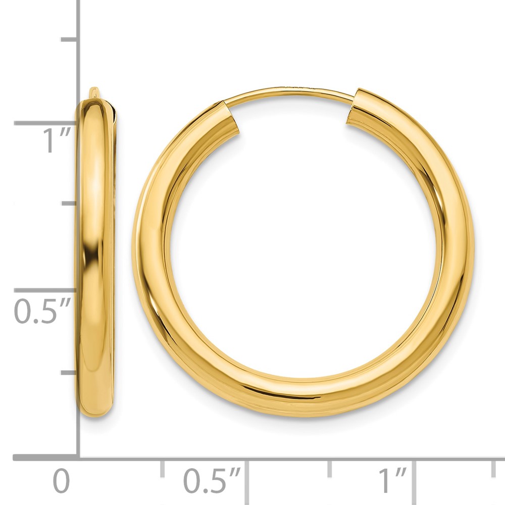 14k Polished Endless Tube Hoop Earrings (TF808)