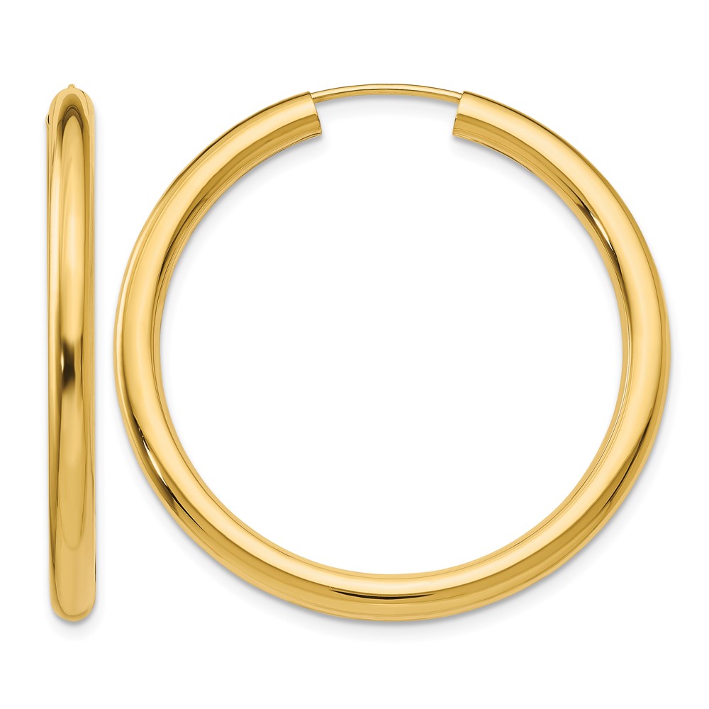 14k Polished Endless Tube Hoop Earrings (TF809)