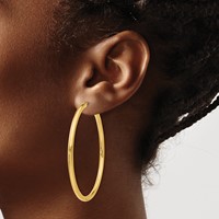 14K Yellow Gold 3.00x 55mm Polished Endless Tube Hoop Earrings view 3