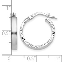 14K White Gold 3x 20mm Polished Earrings with Diamond-Cut Edge Tube Hoop view 4