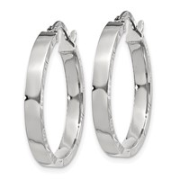 14K White Gold 3x 26mm Polished Earrings with Diamond-Cut Edge Tube Hoop view 2