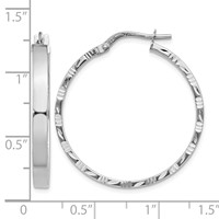 14K White Gold 3x 32mm Polished Earrings with Diamond-Cut Edge Tube Hoop view 4