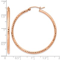 14K Rose Gold 2x 40mm Polished Lightweight Diamond-cut Tube Hoop Earrings view 4