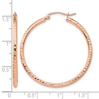 14K Rose Gold 2x 35mm Polished Lightweight Diamond-cut Tube Hoop Earrings view 4