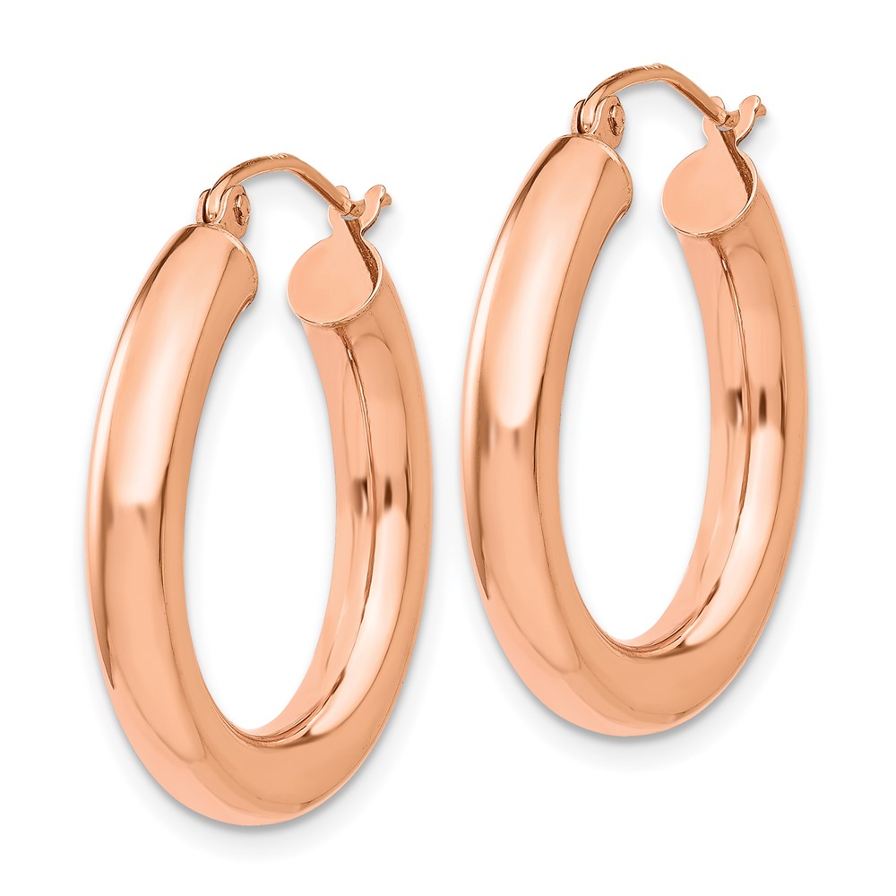 14k Rose Gold Polished 4mm Tube Hoop Earrings (TF825)