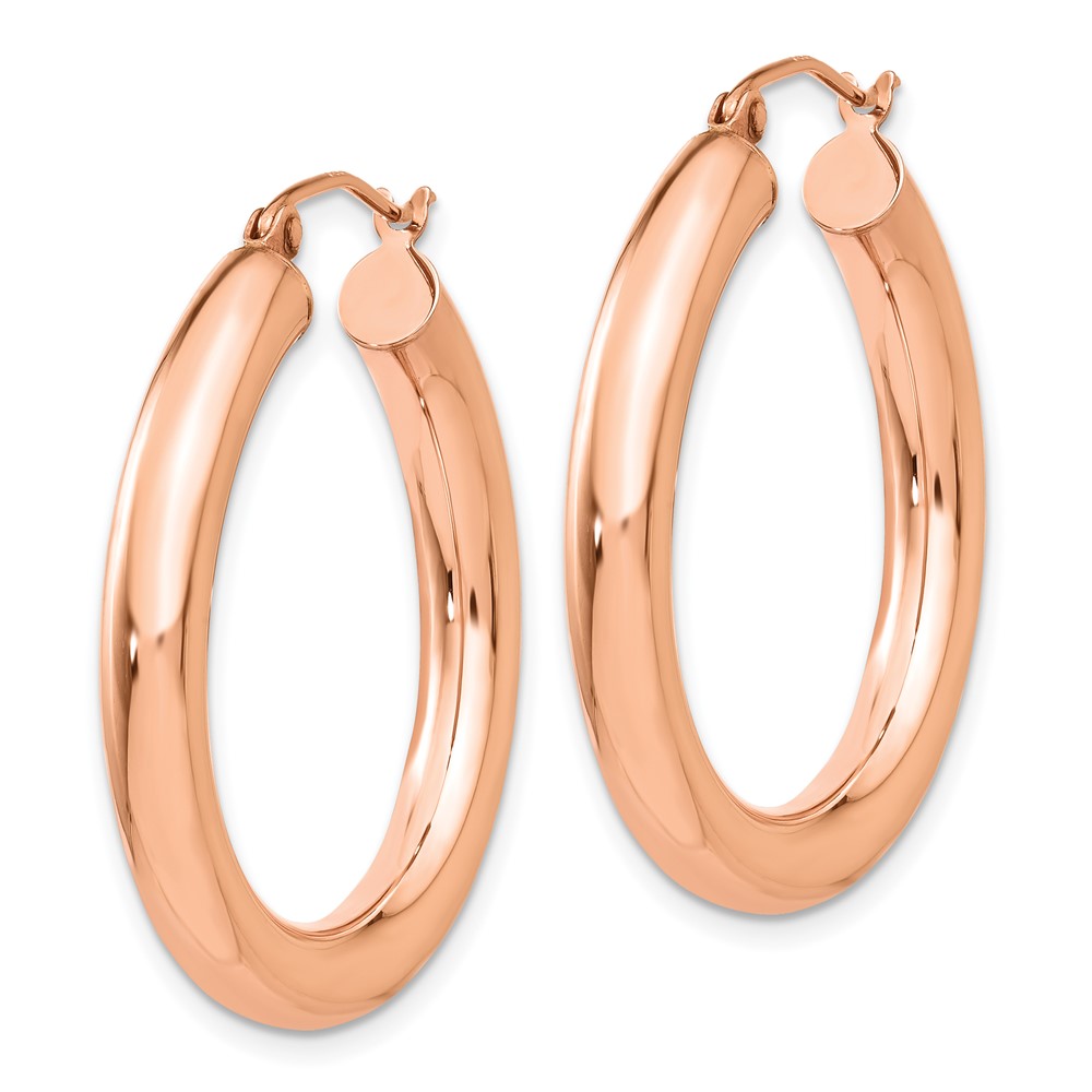 14k Rose Gold Polished 4mm Tube Hoop Earrings (TF826)
