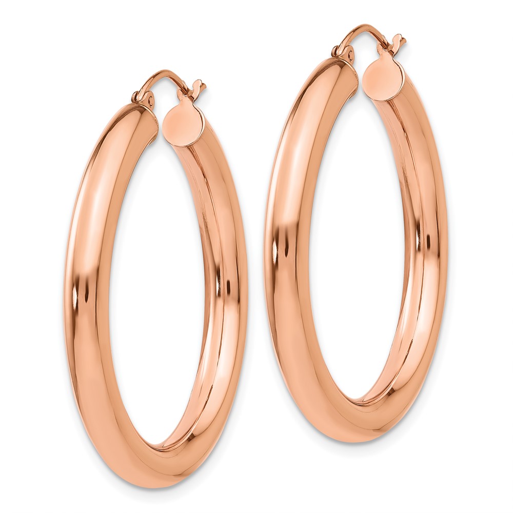 14k Rose Gold Polished 4mm Tube Hoop Earrings (TF827)