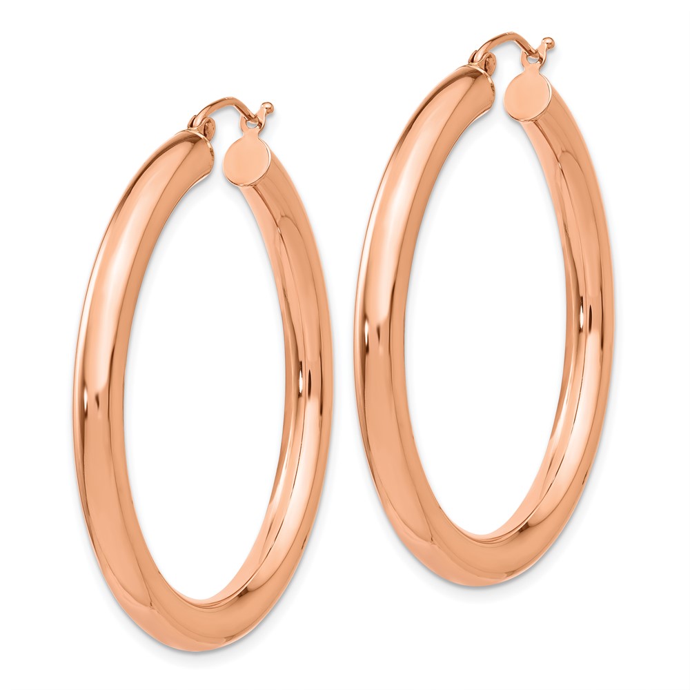 14k Rose Gold Polished 4mm Tube Hoop Earrings (TF828)