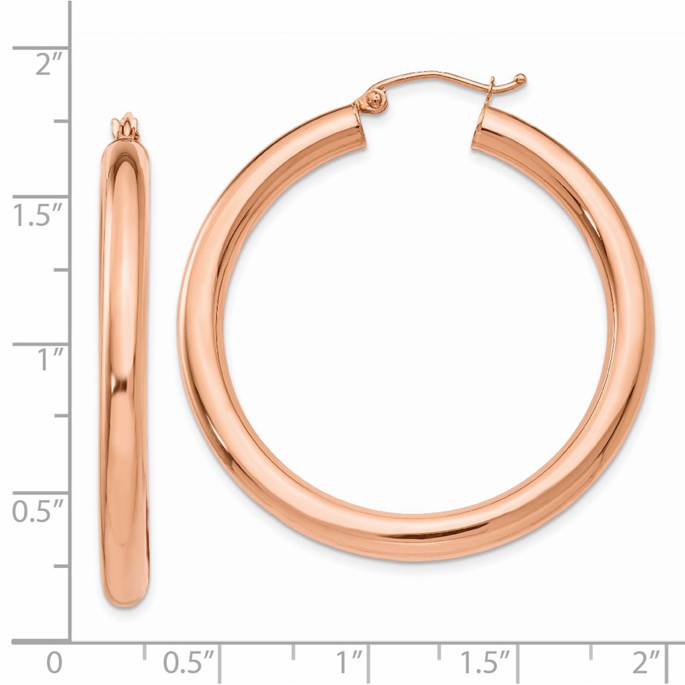 14k Rose Gold Polished 4mm Tube Hoop Earrings (TF828)